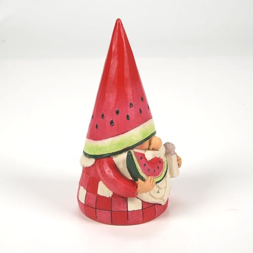 Enesco Jim Shore Heartwood Creek You're One in a Melon Watermelon Gnome Figurine- Stone Resin Hand Painted Crafted Collectible Decorative Gnomes Figurines Home Decor Statue, 4.5 Inch