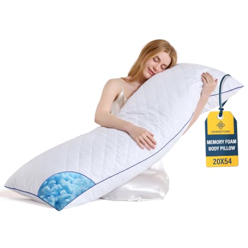 Memory Foam Body Pillow for Side Sleepers - 20 x 54 Inch, Soft & Breathable