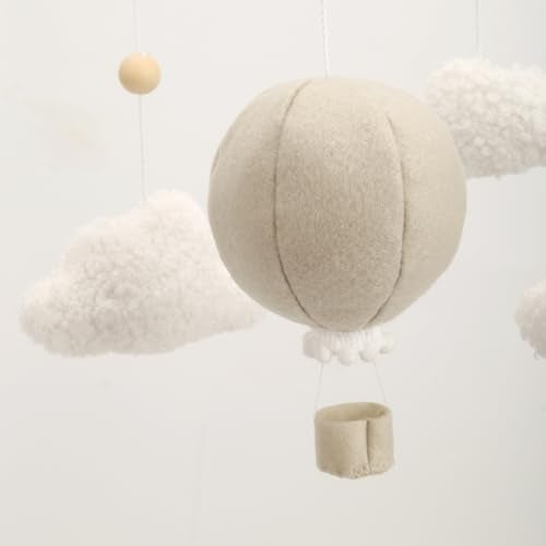 Hot Air Balloon Felt Ceiling Mobile for Nursery Neutral Room Decor