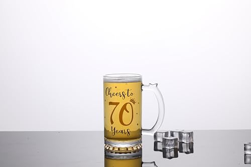 70th Birthday Beer Glass - 18 Ounce Cheers to 70 Years Anniversary Gift