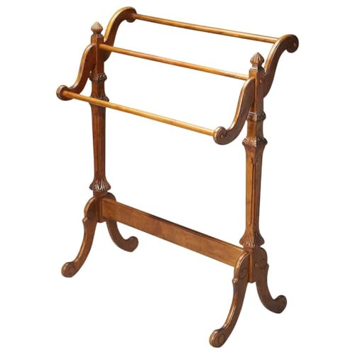 Wooden Blanket Stand with Trestle Base, Vintage Oak Finish Quilt Rack