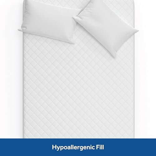 Queen Size Cotton Fitted Mattress Pad - 18 Inch Deep, Machine Washable