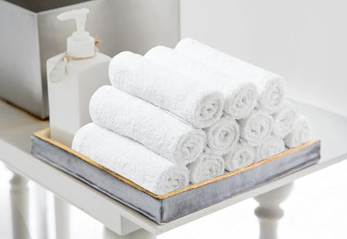 Avalon Towels White Pack of 60 12x12 Inch Cotton Washcloths - Soft & Absorbent