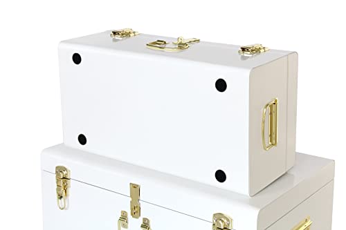 Decorative Metal Storage Trunk Set of 2 with Locking Clasps