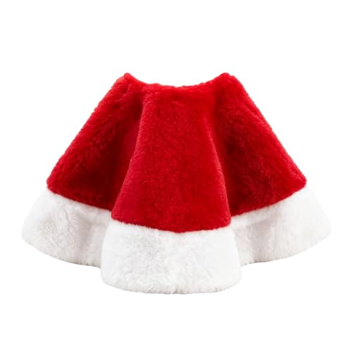 Small Christmas Tree Skirt, Red and White Short Plush Mini Shirts for