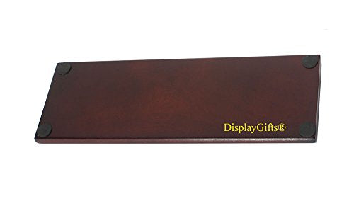 4-Row Wooden Challenge Coin Display Stand - Walnut Finish Rack for 28 Coins
