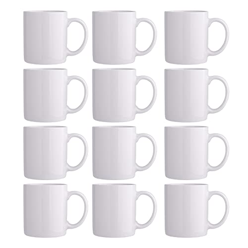 Off White GBhome 12 oz Ceramic Coffee Mug Set of 12 - Durable & Microwave Safe