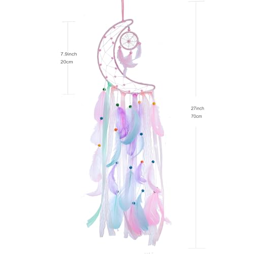 3-Piece Pink Dream Catcher Set - Star, Moon & Sun Wall Decor for Girls Room