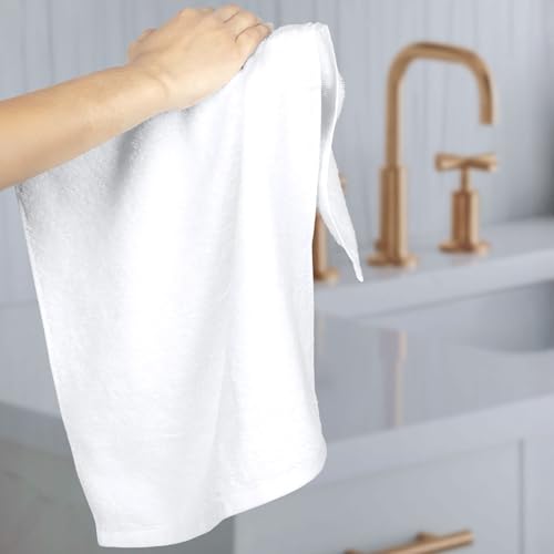 Amazon Basics Soft Cotton Hand Towels 16x26 White 12-Pack