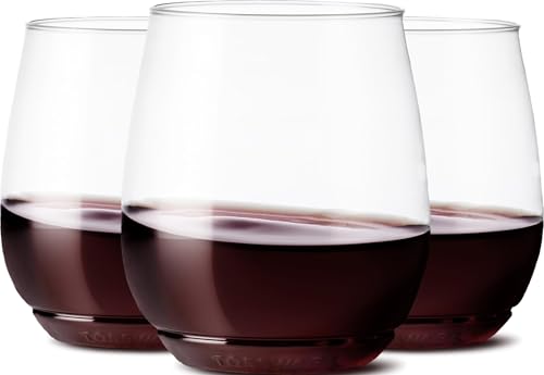 14oz Unbreakable Plastic Wine Glasses, 12-Piece Stackable Set