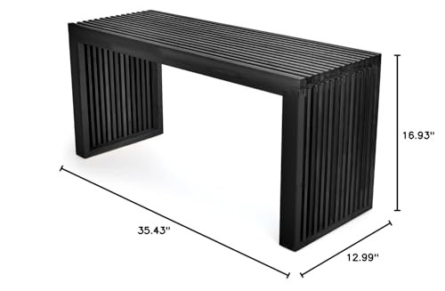 35-Inch Bamboo Entryway Shoe Rack Bench - Slatted Wooden Storage Bench
