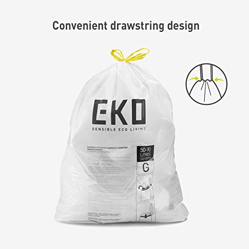 21 Gallon Extra-Strong Drawstring Trash Bags - 60 Count Roll, White