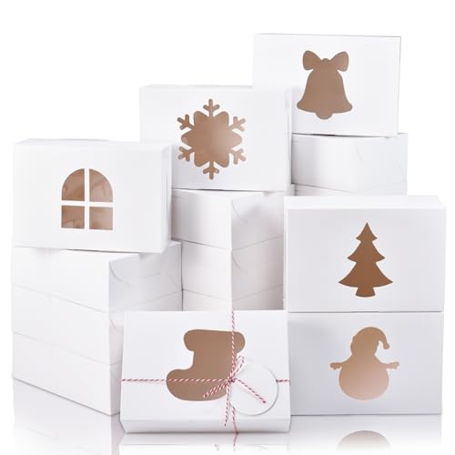 Cotopher 30Pcs White Christmas Cookie Boxes with Window 9x6x3in – Gift Set