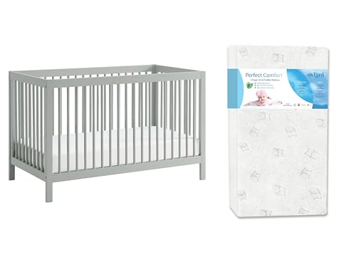 Oxford Baby 4-in-1 Full-Size Convertible Crib & Toddler Mattress Set, Gray