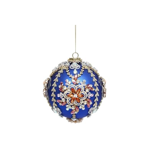 Mark Roberts King’s Jewel Ball Ornament - Blue Resin Christmas 5-Inch Oval