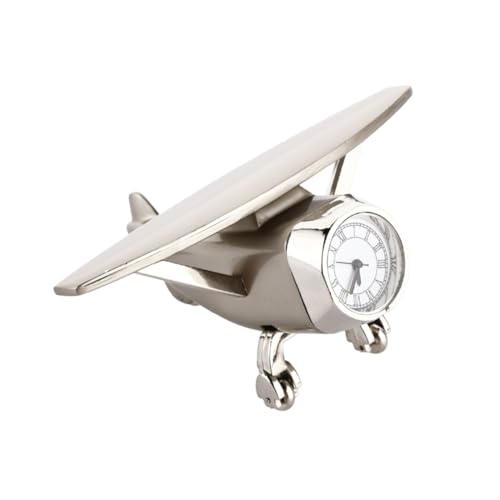 Vintage Airplane Desk Clock, Metal Analog Table Clock with Silent Movement