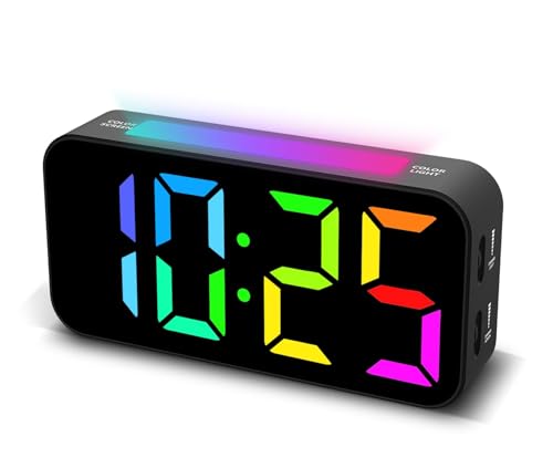 Loud Digital Alarm Clock for Heavy Sleepers with RGB Night Light & Large Display