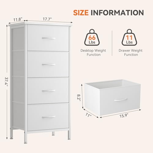 Sweetcrispy 4-Drawer Fabric Dresser and Tall Nightstand Storage Tower