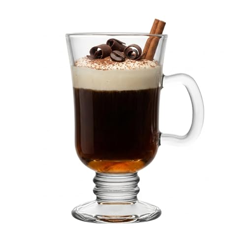 Restaurantware 24-Pack Clear Irish Coffee Mug with Ornate Stem 8.5oz Chip-Resistant Beverageware