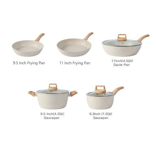 16-Piece Nonstick Pots and Pans Set - Even Heat Aluminum Cookware