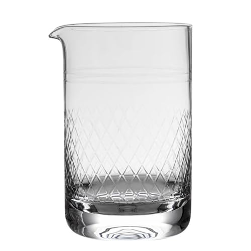 30 oz Crystal Cocktail Mixing Glass with Spout, Diamond Cut Design