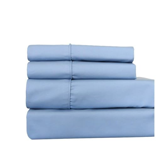 Royal Hotel King Waterbed Sheets Set - 650 TC Cotton Blend, Blue (Blue Solid, King Waterbed)