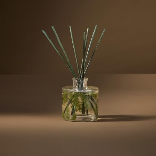 Thymes Frasier Fir Reed Diffuser Set, Green Glass Bottle, 4 fl oz – Pine Needle Fragrance