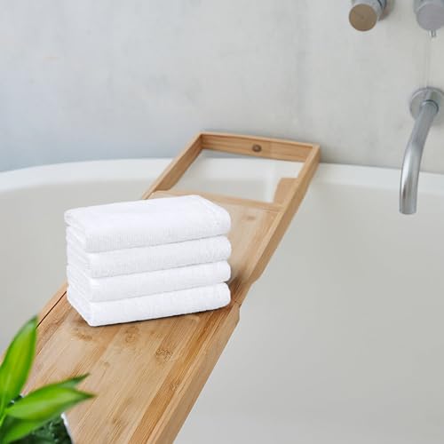 Amazon Basics Cotton Washcloths 12-Pack, White 12x12 Inch Quick-Dry Face Towels
