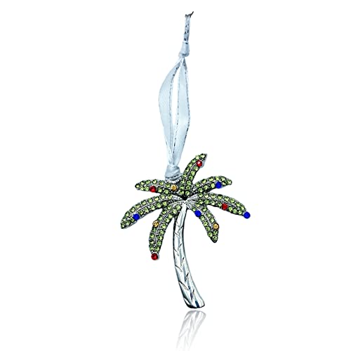 Holiday Palm Tree Ornament with Christmas Lights - Bling Crystal Decor