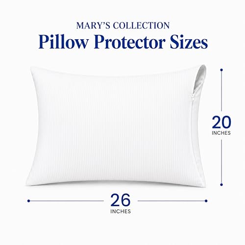 Waterproof Pillow Protectors, Standard Size 20x26, Set of 2, Hypoallergenic