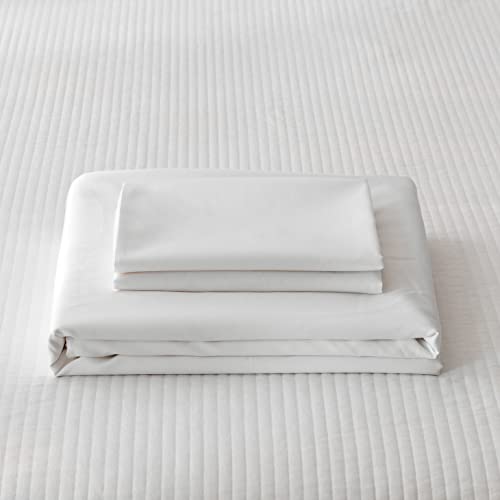 Egyptian Cotton Duvet Cover Set - Queen Size Sateen Bedding, White (3-Piece)