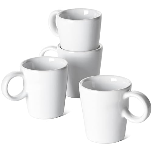 LE TAUCI White 3 oz Ceramic Espresso Cups - Set of 4, Stackable, Demitasse for Home & Office