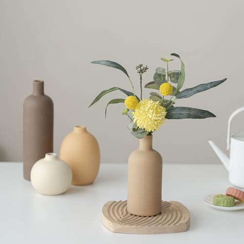 Modern Ceramic Vase Set - Minimalist Neutral Earth Tone Home Decor (4 Pieces)