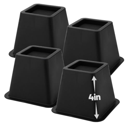 Heavy Duty 4-Inch Bed & Furniture Risers (4 Pack, 3000 lbs Capacity)