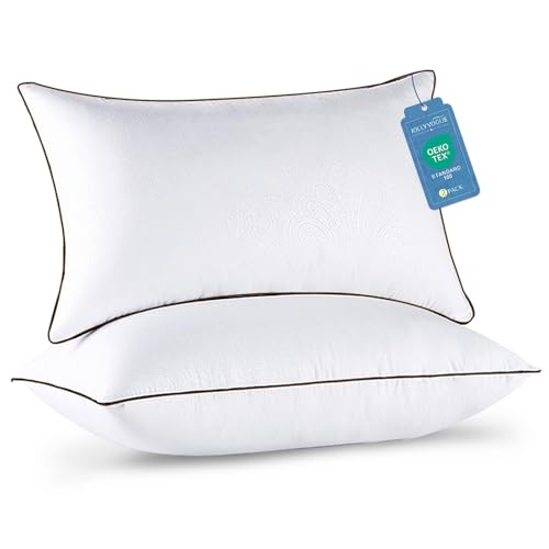 JOLLYVOGUE Standard Bed Pillows Set of 2 - Firm Down Alternative