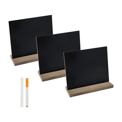 Mini Tabletop Chalkboard Signs with Vintage Wood Stands, Set of 3