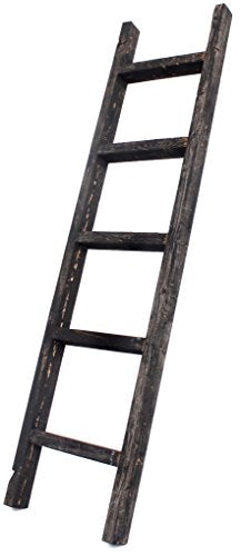 Rustic Decorative Ladder - 60-Inch Handcrafted Reclaimed Wood Shelf