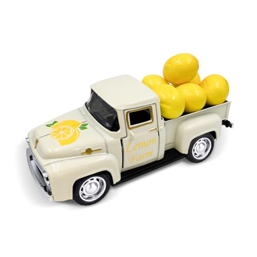 Metal Lemon Truck Decor with Faux Lemons - Farmhouse Tiered Tray Centerpiece