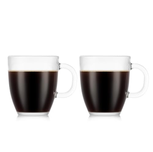Bodum 12oz Bistro Glass Coffee Mug Set of 2 - Tempered, Clear, Dishwasher Safe