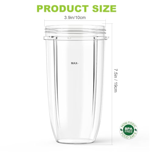32 oz Blender Cups - 2 Pack Replacement Set for 600W and 900W Blenders