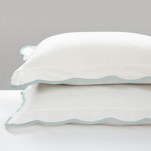 Coastal Scalloped Edge Comforter Set, 3-Piece Full/Queen Cotton Bedding