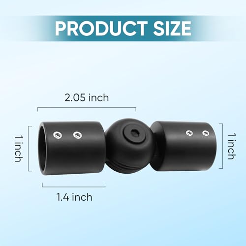 Adjustable Corner Curtain Rod Connector for 1-Inch Rods, Black