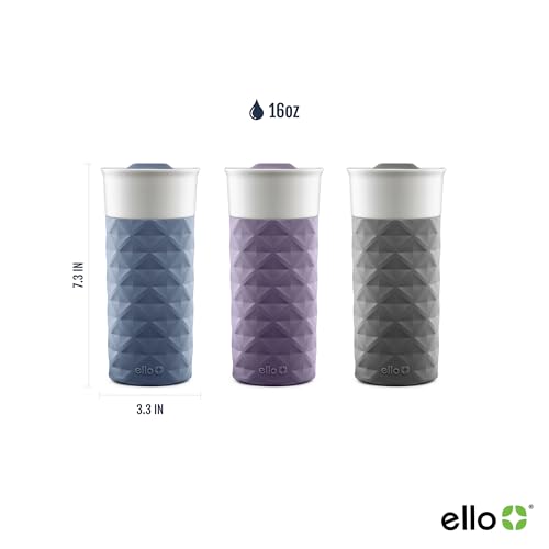 Ello Ogden Deep Purple 16oz Ceramic Travel Mug with Splash-Resistant Slider Lid