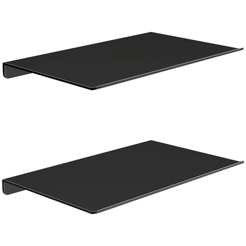 8-Inch Floating Wall Shelves, Matte Black Aluminum Display Ledge, 2-Pack