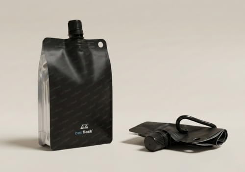 BellFlask 15oz Flexible Plastic Flask 3-Pack Black with Carabiners - BPA-Free & Collapsible