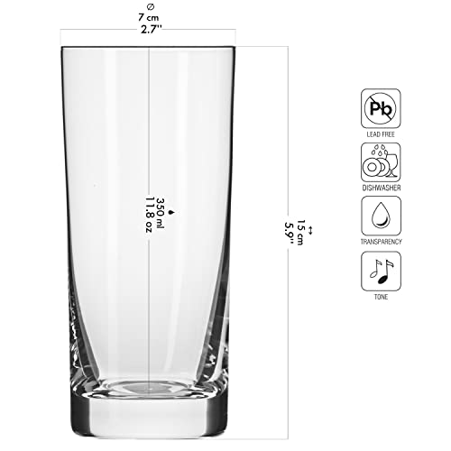 Krosno Highball Water Glasses Set of 6 - 11.8 oz Blended Collection