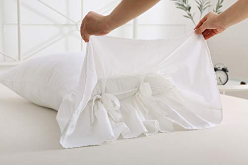 2-Pack King Size Ruffled Pillow Shams, 100% Cotton Shabby Chic Pillow Covers