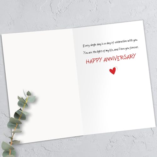 Anniversary Greeting Card for Husband Wife, 8x5.3 Inch Linen Cardstock