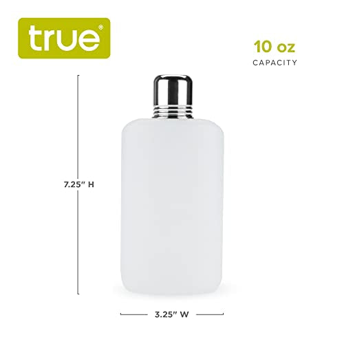 TRUE 10oz Plastic Flask with Discreet Aluminum Shot Cap - Travel & Party Ready