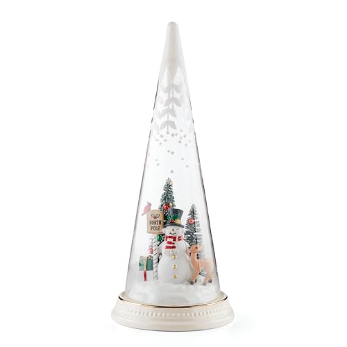 Light-Up Christmas Snowman Scene - Porcelain & Glass Tabletop Decor (11.5")